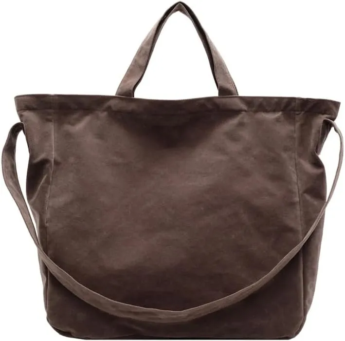 Suede Tote Bag for Women Vintage Retro Extra Large Slouchy Hobo Shoulder Satchel Top Handle Work Purse Crossbody Handbag