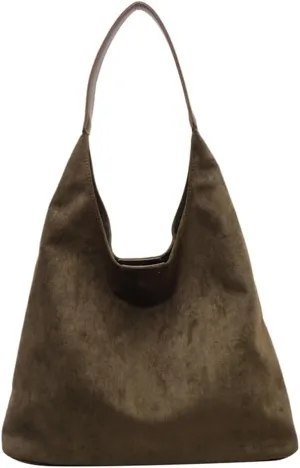 Suede Tote Bag for Women Work, Suede Hobo Bags, Vintage Top Handle Bag, Leather Tote Bag, Suede Slouchy Bag