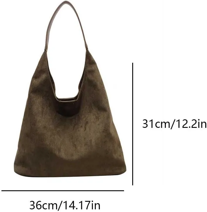 Suede Tote Bag for Women Work, Suede Hobo Bags, Vintage Top Handle Bag, Leather Tote Bag, Suede Slouchy Bag