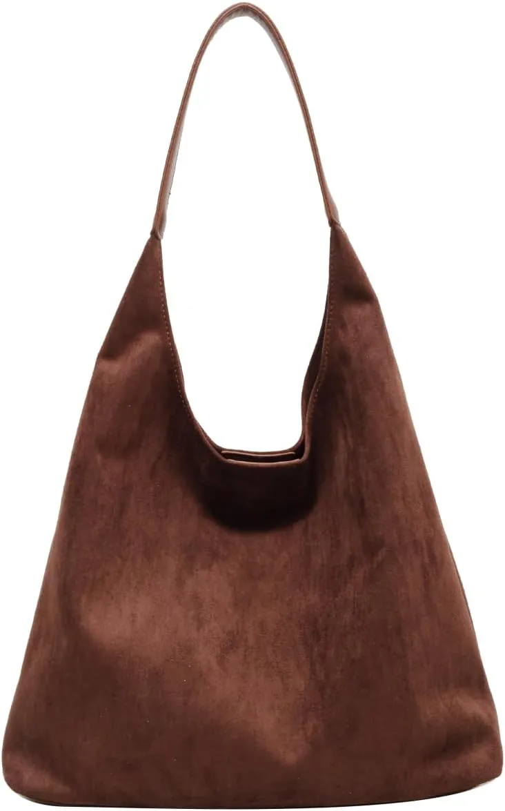 Suede Tote Bags for Women Large Slouchy Bag Retro Suede Purse Soft Hobo Handbag Office Shoulder Bag