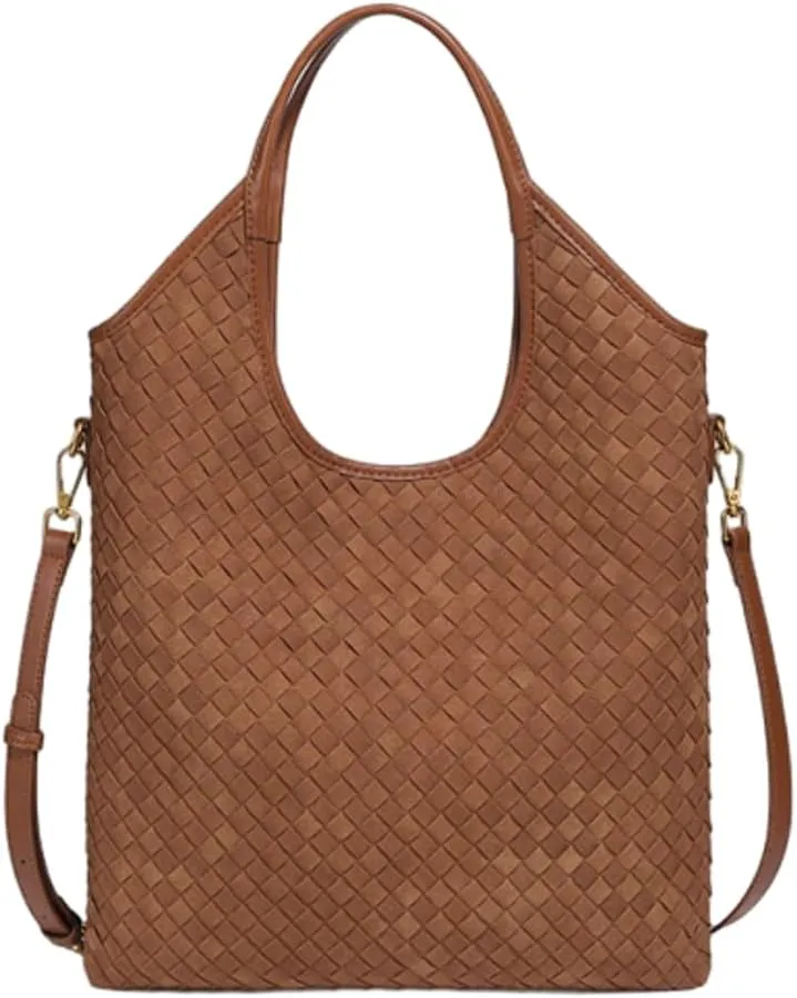 Suede Woven Shoulder Bag for Women Woven Leather Hobo Bag Tote Bag Large Crossbody Bag Retro Handbag Satchel