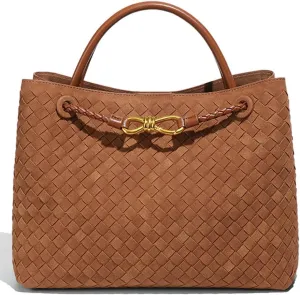 Suede Woven Tote Bag for Women PU Leather Hobo Bags Casual Crossbody Purse Shoulder Satchel Bag Top Handle Tote Handbag