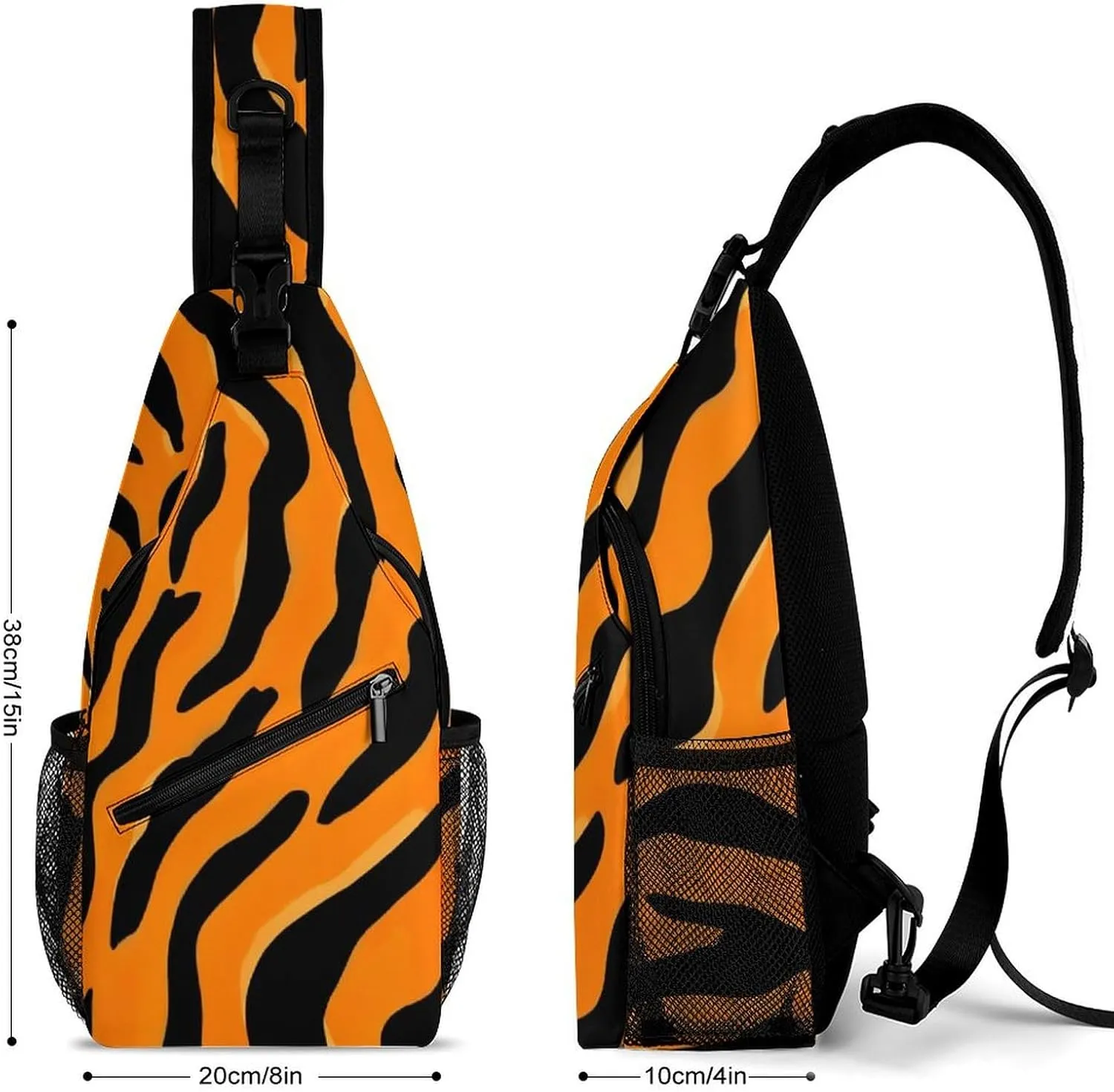 Supdreamc Casual Sling Backpack, Backpacking, Animal Print Tiger Stripe Shoulder Chest Crossbody Bag, Camera Case, Casual Carrying Tote Case Crossbody Travel Bag for Men Women