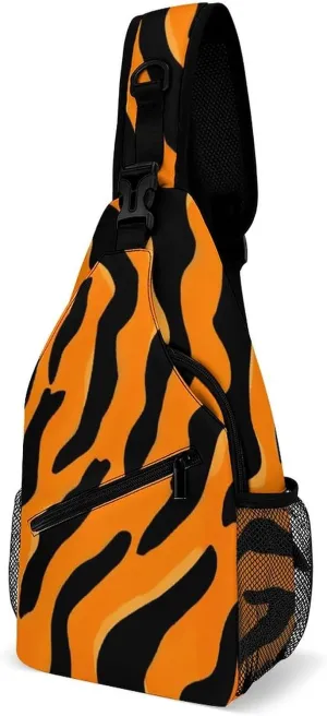 Supdreamc Casual Sling Backpack, Backpacking, Animal Print Tiger Stripe Shoulder Chest Crossbody Bag, Camera Case, Casual Carrying Tote Case Crossbody Travel Bag for Men Women