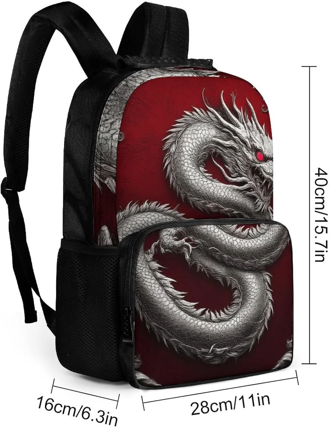 Supdreamc Chinese Dragon Art Red Daypack Backpack Polyester Multipurpose Anti-Theft Shoulder Bag Big Capacity Gym Outdoor Hiking Backpack With Smooth Zippers