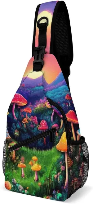 Supdreamc Men & Women Gym Bags Sack Daypack Outdoor Backpack, Trippy Mushroom Magic World Art Sling Bag Backpack Bag for Business Travel Hiking - Unbalance Camera Case