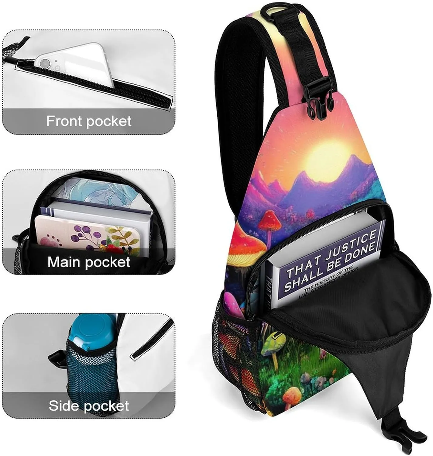 Supdreamc Men & Women Gym Bags Sack Daypack Outdoor Backpack, Trippy Mushroom Magic World Art Sling Bag Backpack Bag for Business Travel Hiking - Unbalance Camera Case