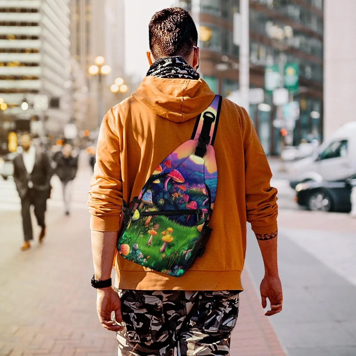 Supdreamc Men & Women Gym Bags Sack Daypack Outdoor Backpack, Trippy Mushroom Magic World Art Sling Bag Backpack Bag for Business Travel Hiking - Unbalance Camera Case