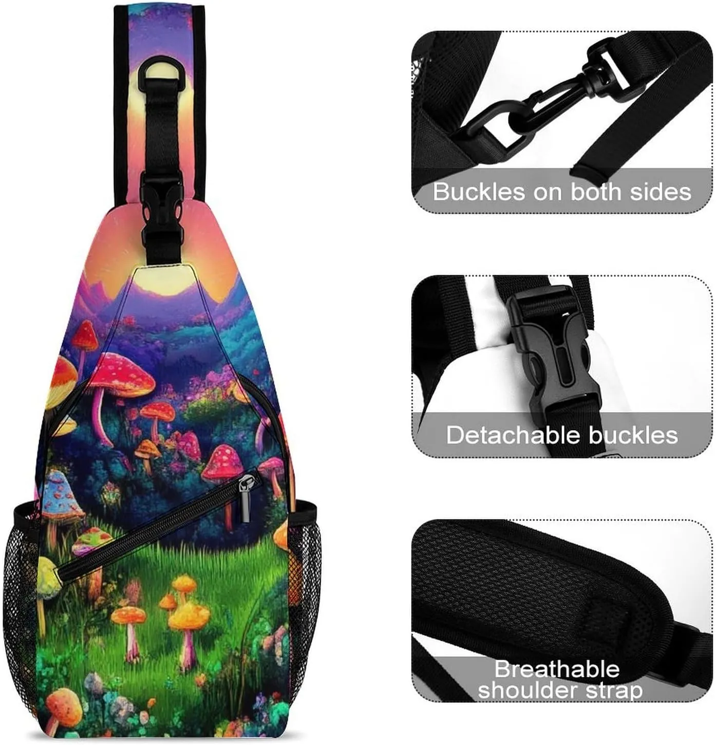 Supdreamc Men & Women Gym Bags Sack Daypack Outdoor Backpack, Trippy Mushroom Magic World Art Sling Bag Backpack Bag for Business Travel Hiking - Unbalance Camera Case