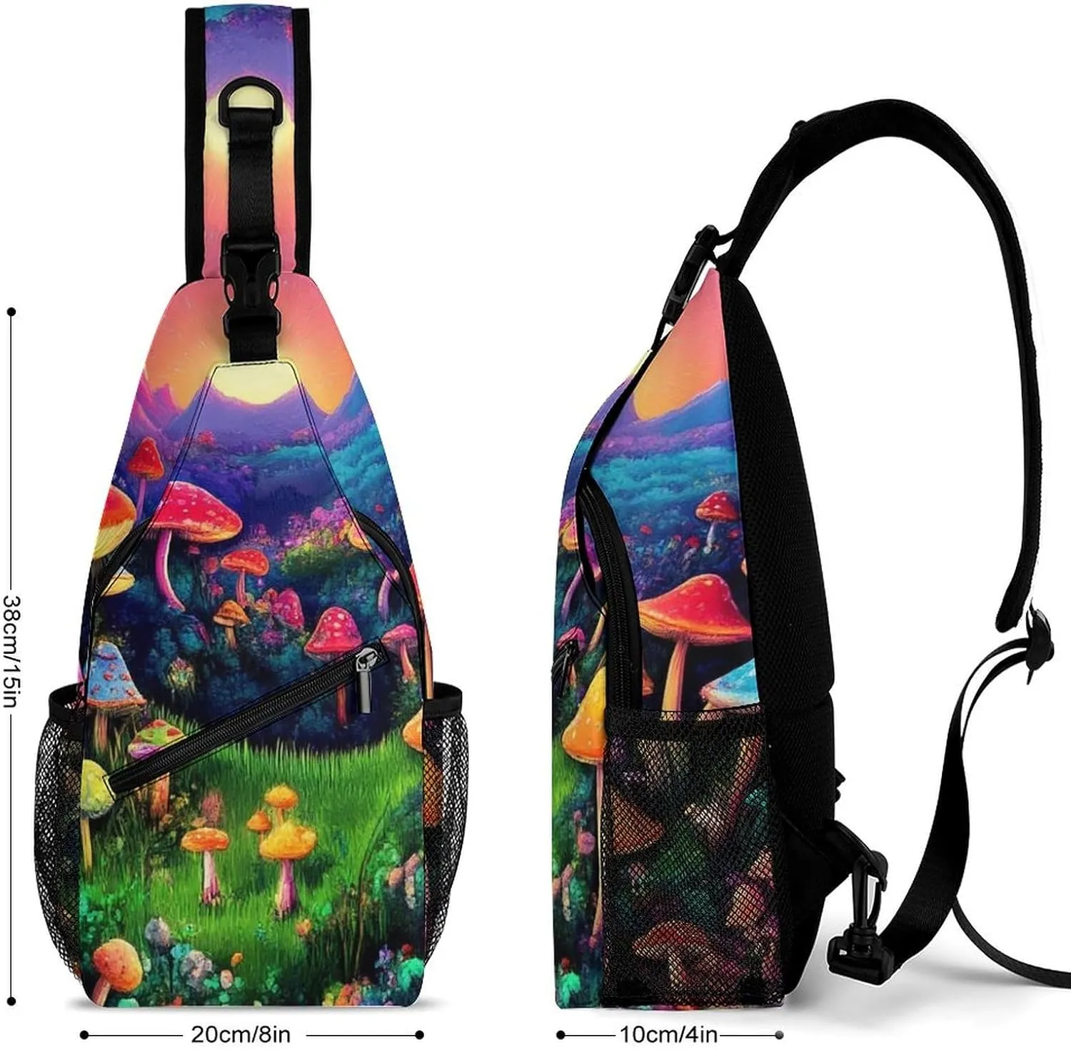 Supdreamc Men & Women Gym Bags Sack Daypack Outdoor Backpack, Trippy Mushroom Magic World Art Sling Bag Backpack Bag for Business Travel Hiking - Unbalance Camera Case