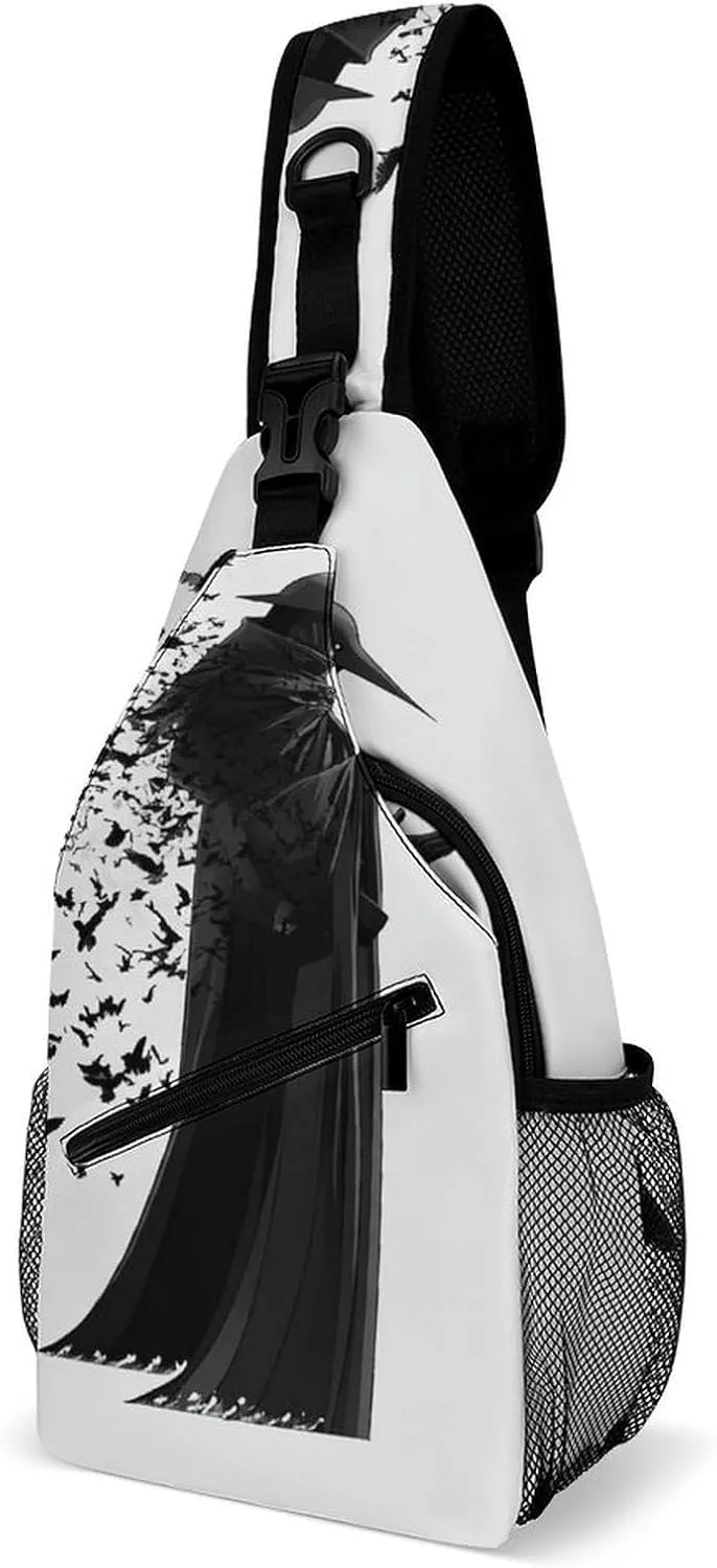 Supdreamc Men & Women Outdoor Sport Daypack Travel Bag, Black Crow Raven Bird Sling Bag Backpack Backpacking for Outdoor Camping Hiking Cycling - Durable Carry On Bag