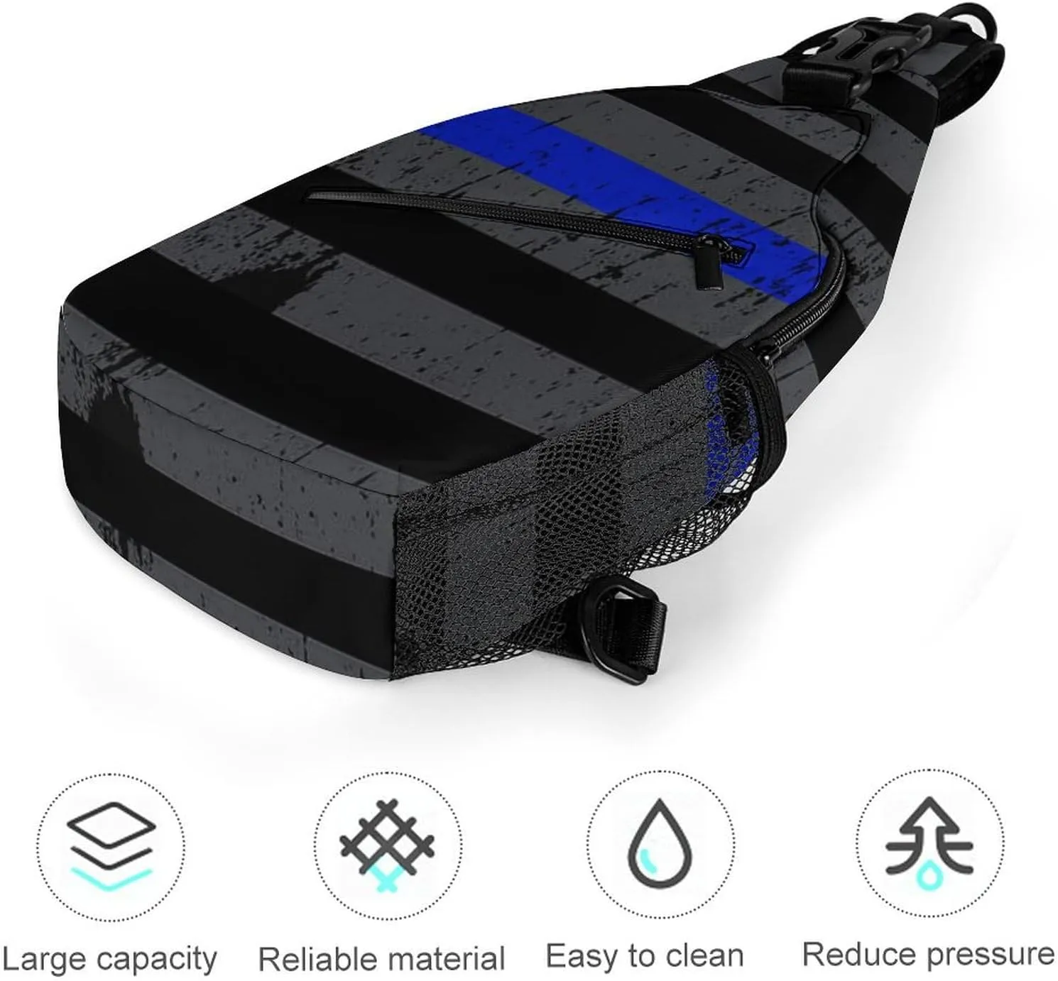 Supdreamc Men & Women Satchel Bookbags Travel Rucksack Daypack, Thin Blue Line Vintage Retro American Flag Black Sling Bag Backpack Bag for Outdoor Travel Hiking - Compact Tool Backpack
