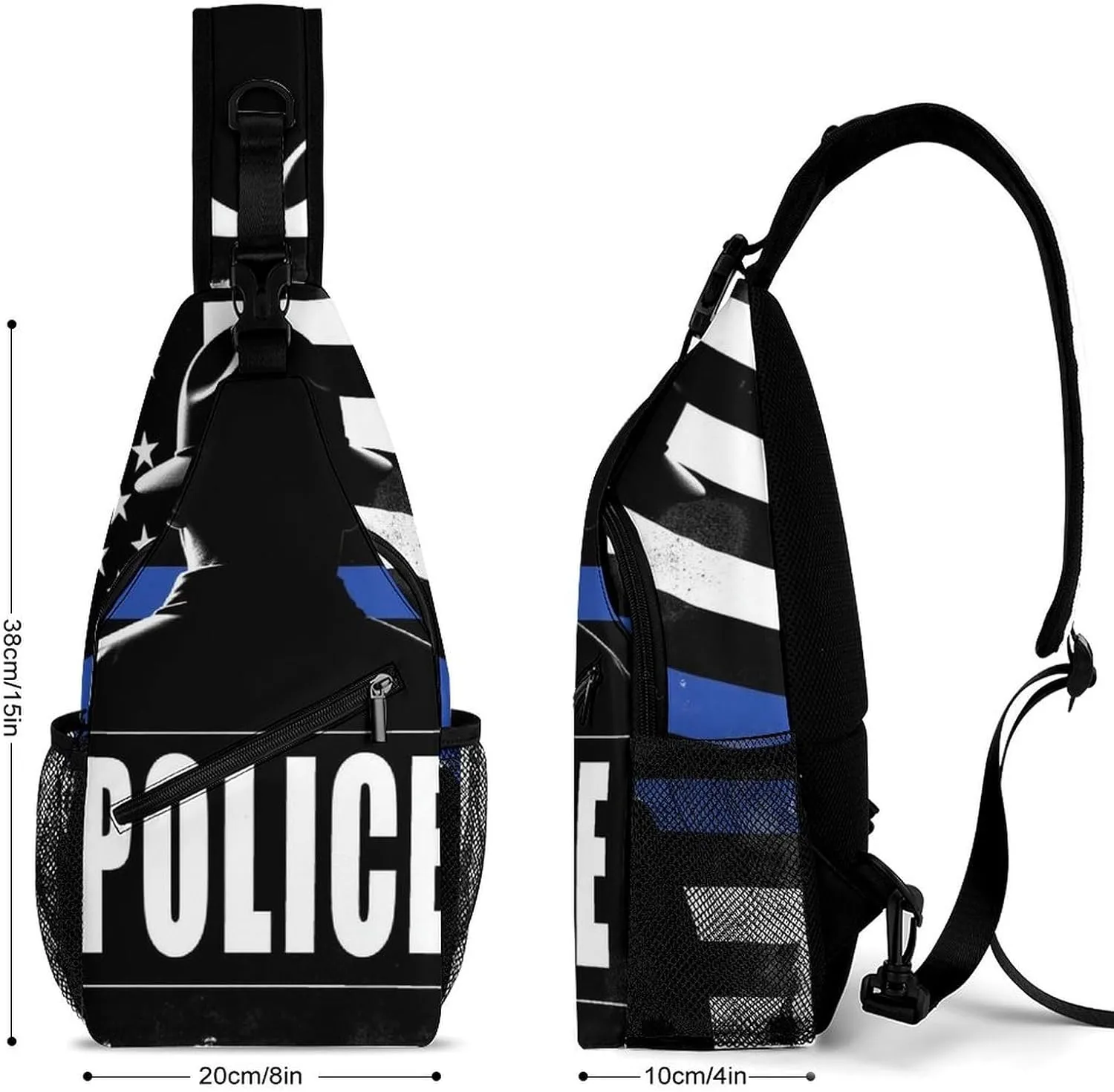 Supdreamc Men & Women Sling Backpack Satchel Bookbags Travel Rucksack Daypack - Multipurpose Anti-Theft Tool Backpack, Crossbody Chest Rucksack, America Thin Blue Line Flag Police