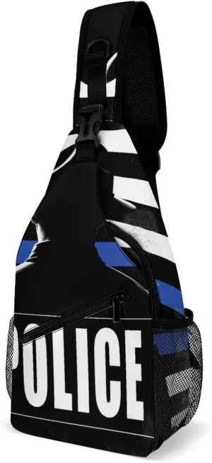 Supdreamc Men & Women Sling Backpack Satchel Bookbags Travel Rucksack Daypack - Multipurpose Anti-Theft Tool Backpack, Crossbody Chest Rucksack, America Thin Blue Line Flag Police