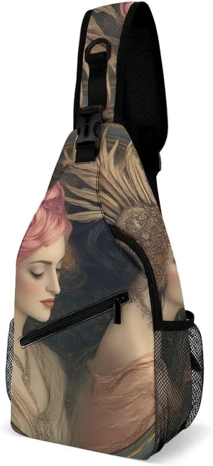 Supdreamc Men Sling Shoulder Backpack Packable Breathable Shoulder Chest Crossbody Bag - Lesbian Girls Pride Art Multipurpose Backpacking Bookbag With Adjustable Shoulder Strap