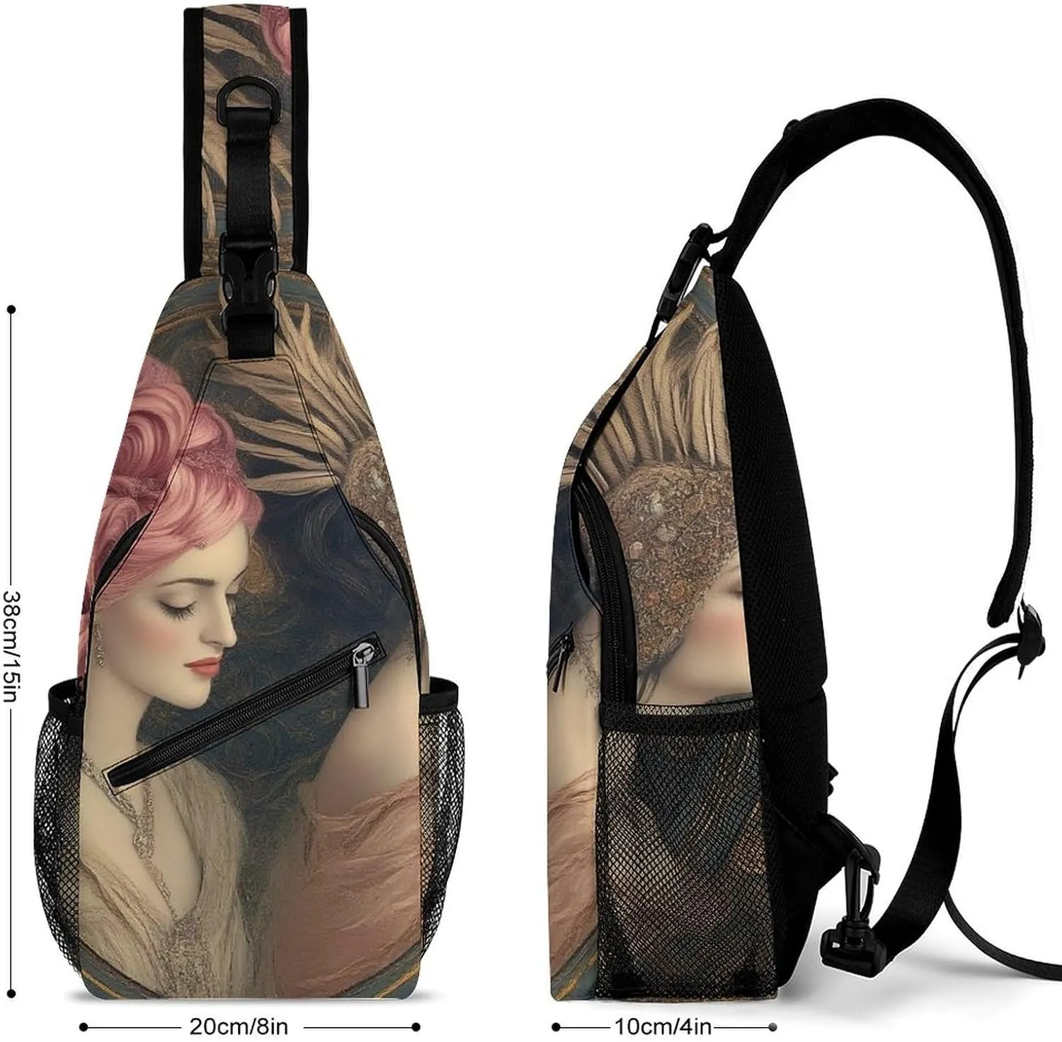 Supdreamc Men Sling Shoulder Backpack Packable Breathable Shoulder Chest Crossbody Bag - Lesbian Girls Pride Art Multipurpose Backpacking Bookbag With Adjustable Shoulder Strap