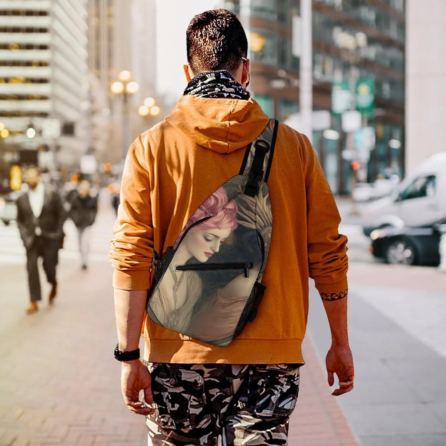 Supdreamc Men Sling Shoulder Backpack Packable Breathable Shoulder Chest Crossbody Bag - Lesbian Girls Pride Art Multipurpose Backpacking Bookbag With Adjustable Shoulder Strap