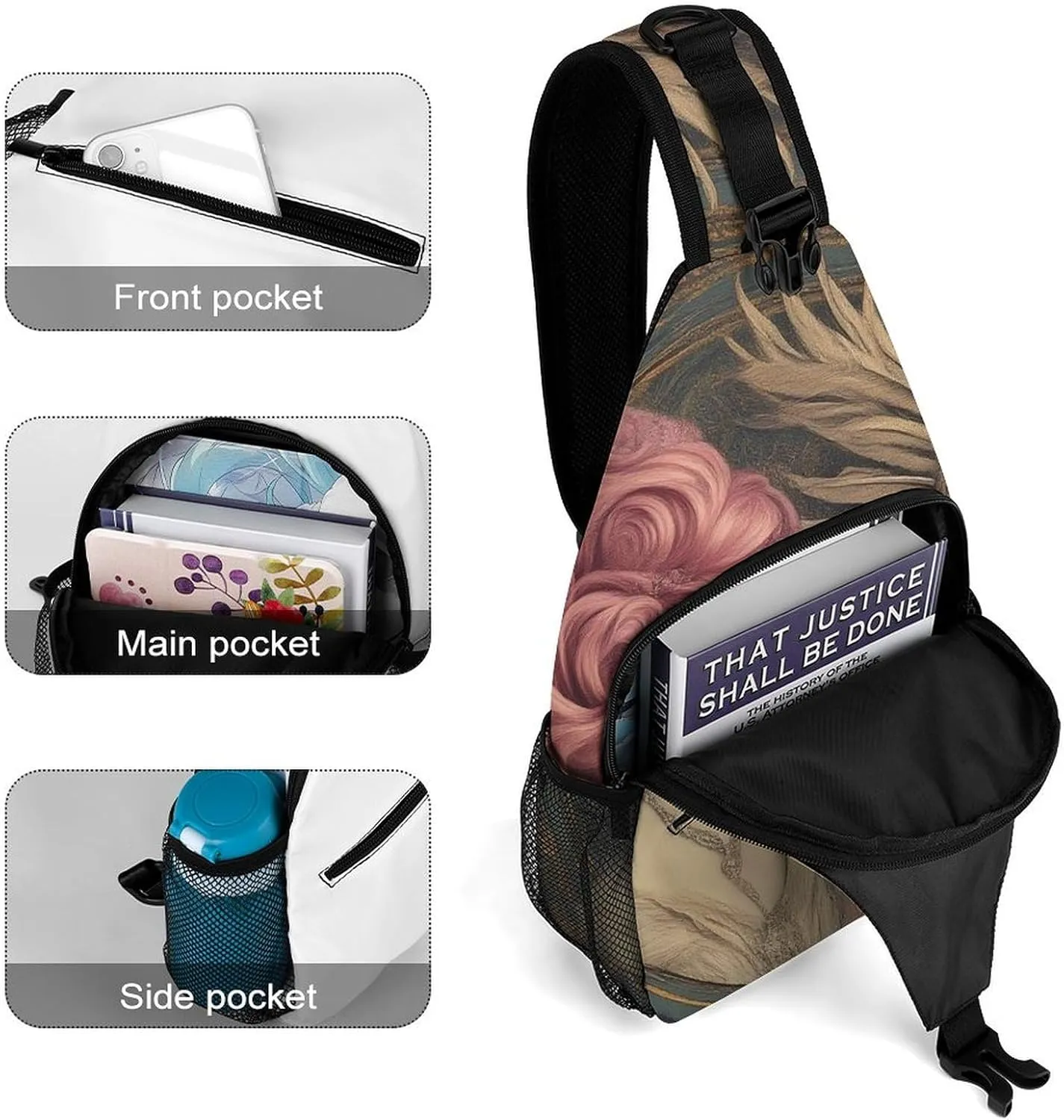 Supdreamc Men Sling Shoulder Backpack Packable Breathable Shoulder Chest Crossbody Bag - Lesbian Girls Pride Art Multipurpose Backpacking Bookbag With Adjustable Shoulder Strap