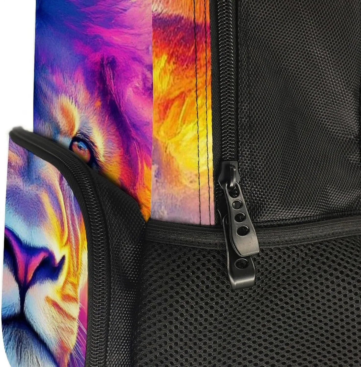 Supdreamc Men Women Lightweight Colorful Lion Watercolor Art Daypack Bookbag Big Capacity Carry On Bag With Side Pockets for Camping Travel Bicycle