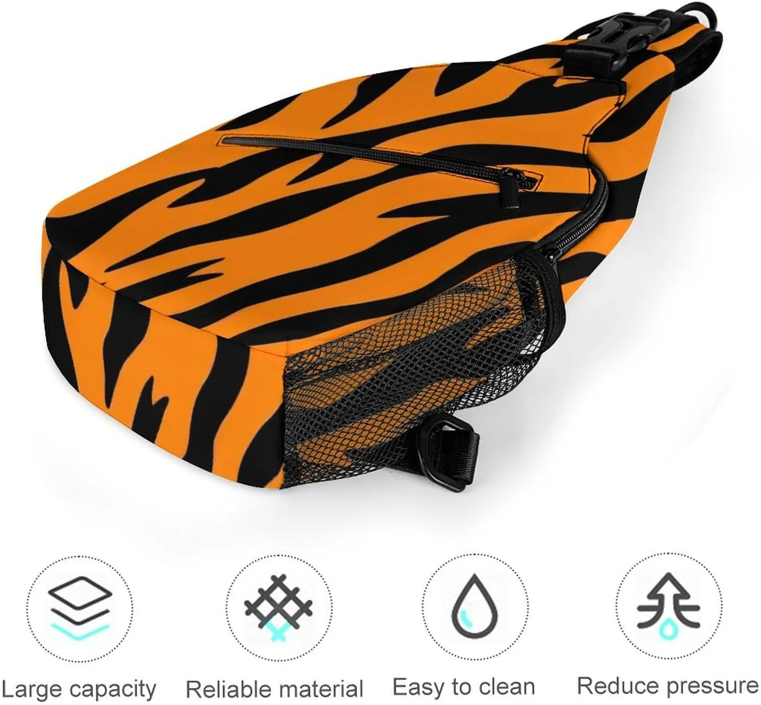 Supdreamc Sling Bag Backpack for Men Women Multipurpose Anti-Theft Satchel Bookbags Travel Rucksack Daypack Bookbag, Animal Print Tiger Stripe Shoulder Crossbody Bag Chest Pack