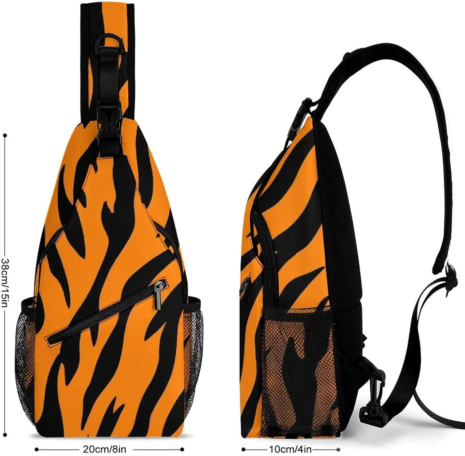 Supdreamc Sling Bag Backpack for Men Women Multipurpose Anti-Theft Satchel Bookbags Travel Rucksack Daypack Bookbag, Animal Print Tiger Stripe Shoulder Crossbody Bag Chest Pack