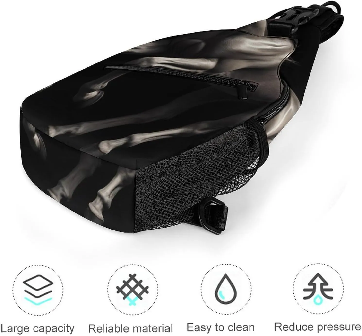 Supdreamc Sling Shoulder Backpack for Men Women Multipurpose Anti-Theft Outdoor Sport Daypack Travel Bag Tactical Satchel, Animal Black Wild Horse Crossbody Rucksack