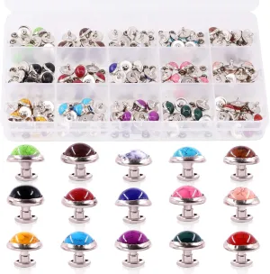 Swpeet 150Pcs 10mm 15 Colors Leathercraft Turquoise Rapid Rivets Studs Buttons Diamond Spikes Rivets for Purse Bags Shoes Leather Craft Repairs Decoration