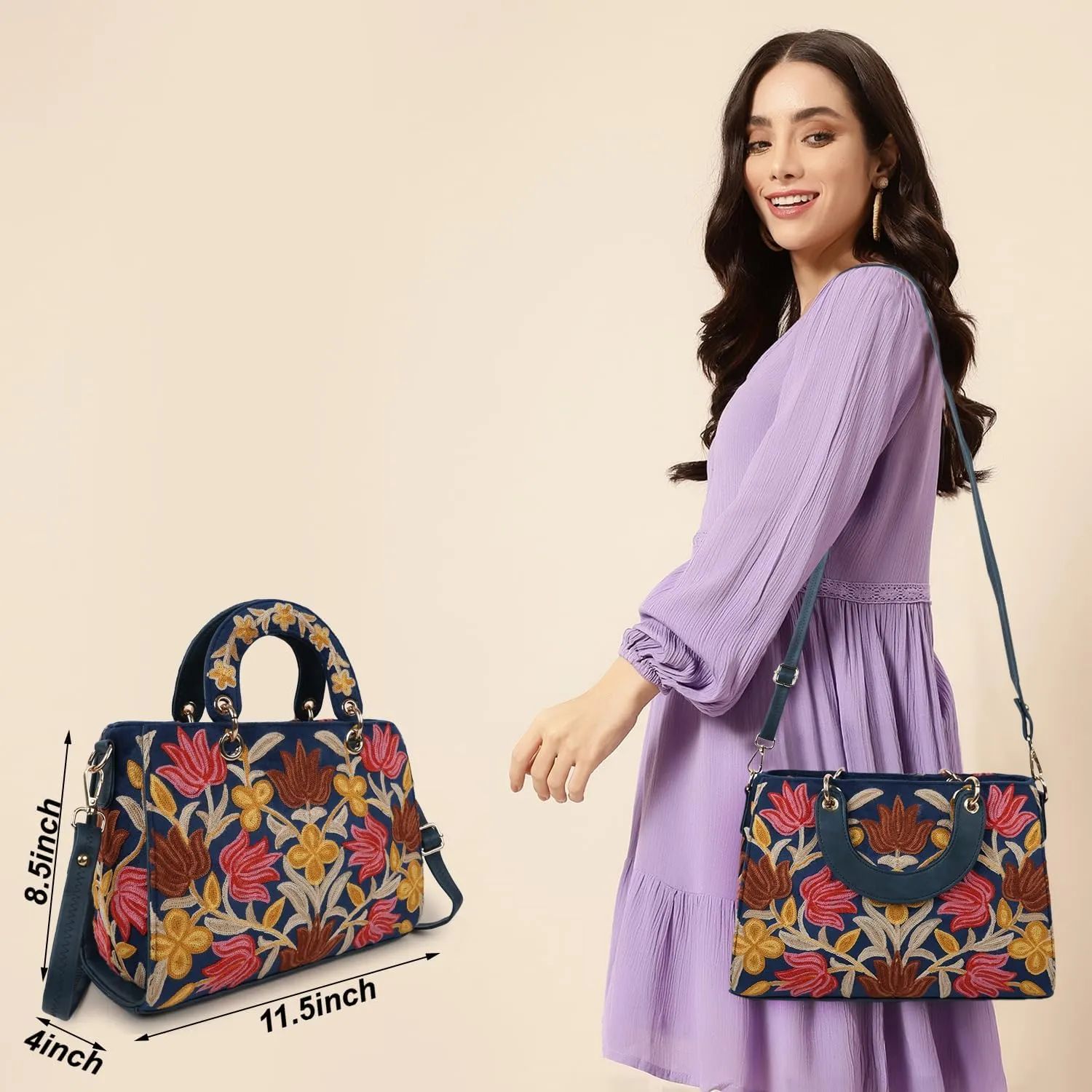Synthetic Leather Gorgeous Embroidery Stylish Design Shoulder Crossbody Hobo Women Handbag