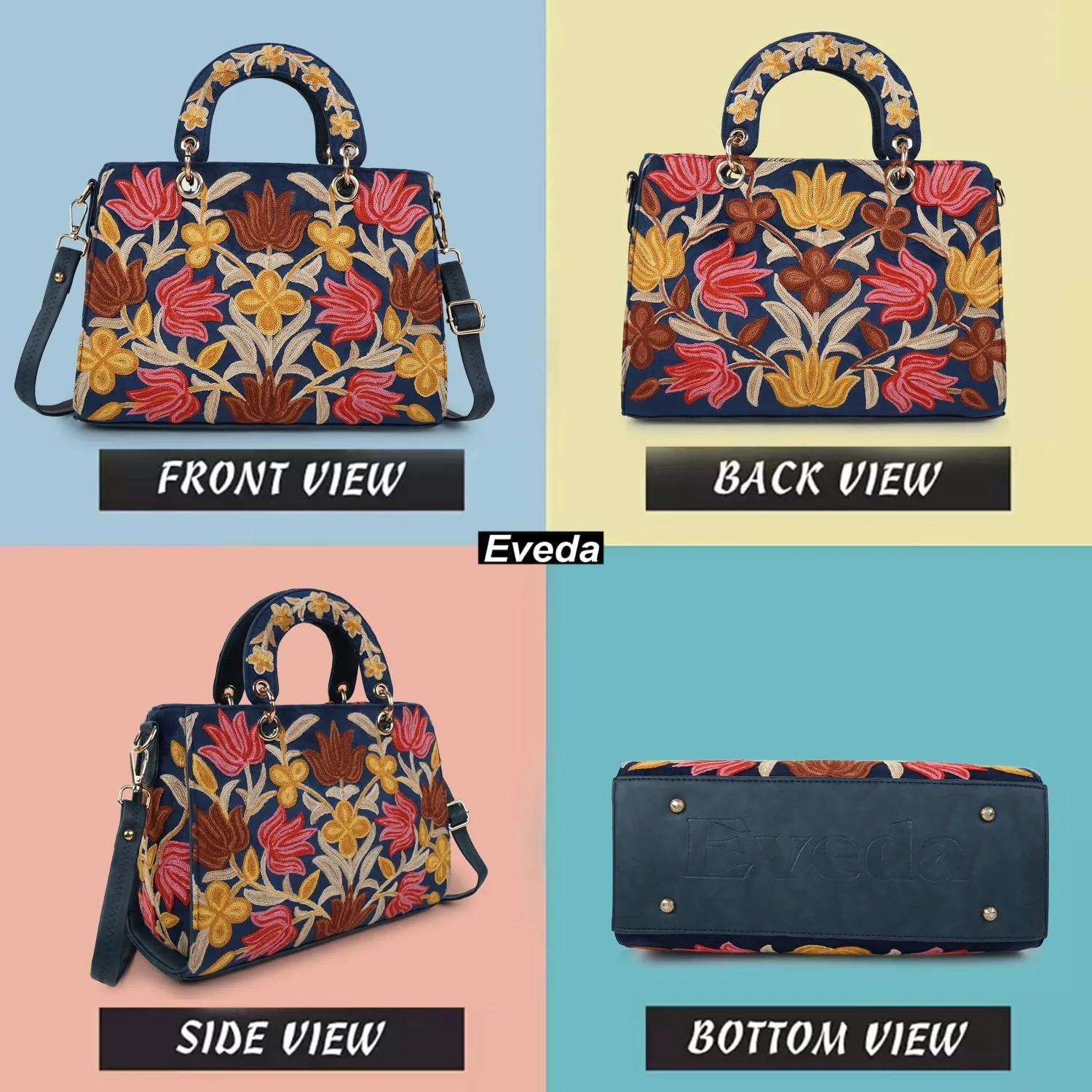 Synthetic Leather Gorgeous Embroidery Stylish Design Shoulder Crossbody Hobo Women Handbag