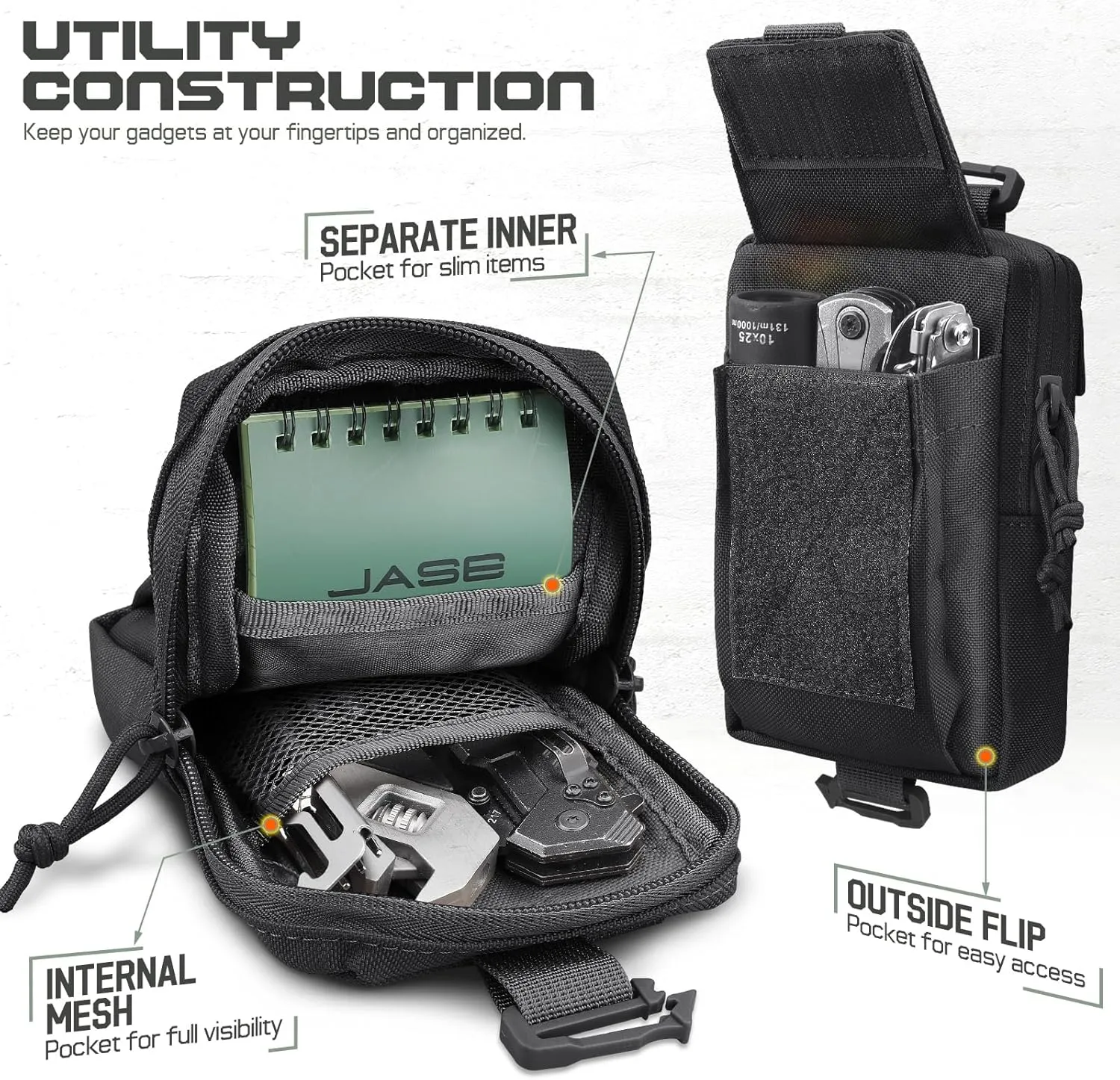 Tactical Backpack Accessories Pouch, Molle Accessories Shoulder Strap Attachment Pouches Utility EDC Phone Pouch Sport