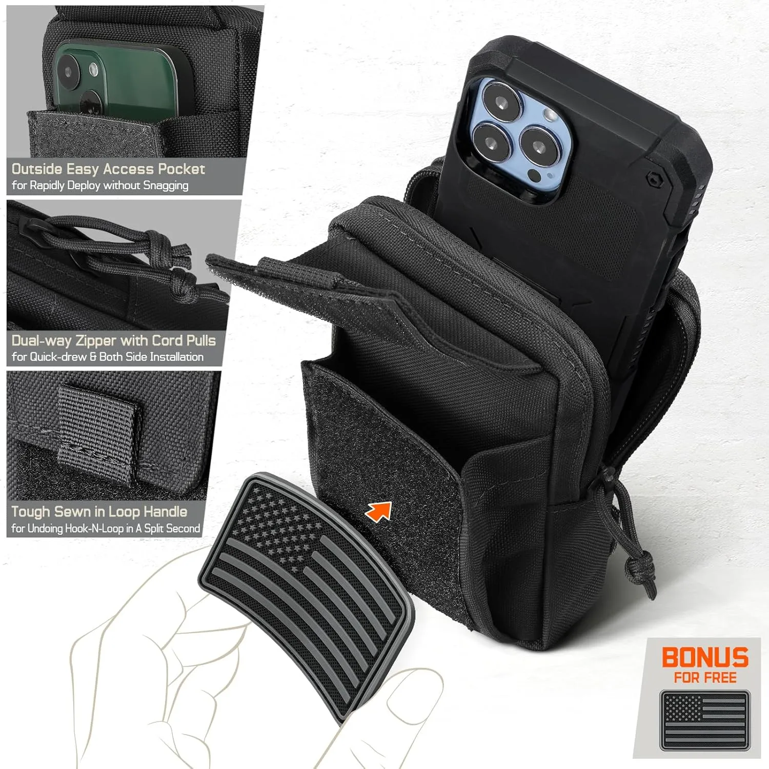 Tactical Backpack Accessories Pouch, Molle Accessories Shoulder Strap Attachment Pouches Utility EDC Phone Pouch Sport
