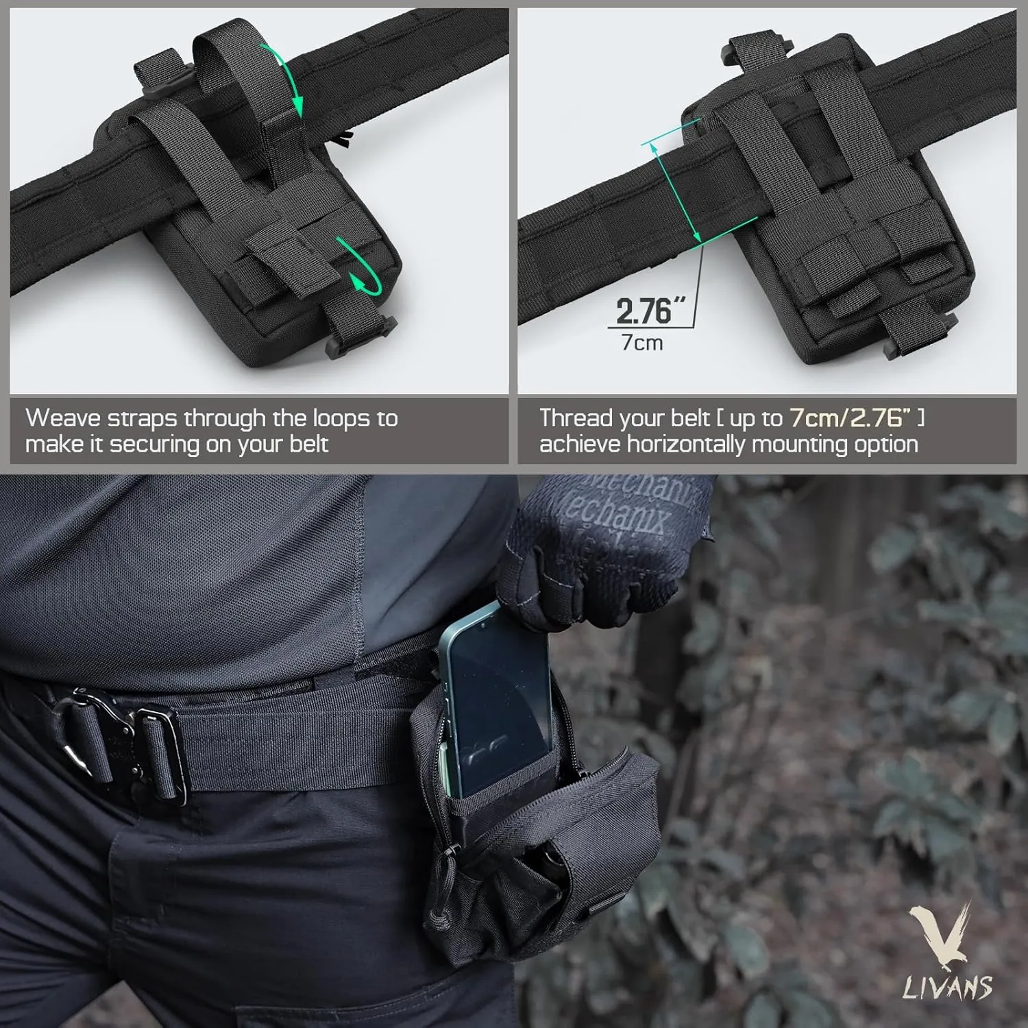 Tactical Backpack Accessories Pouch, Molle Accessories Shoulder Strap Attachment Pouches Utility EDC Phone Pouch Sport