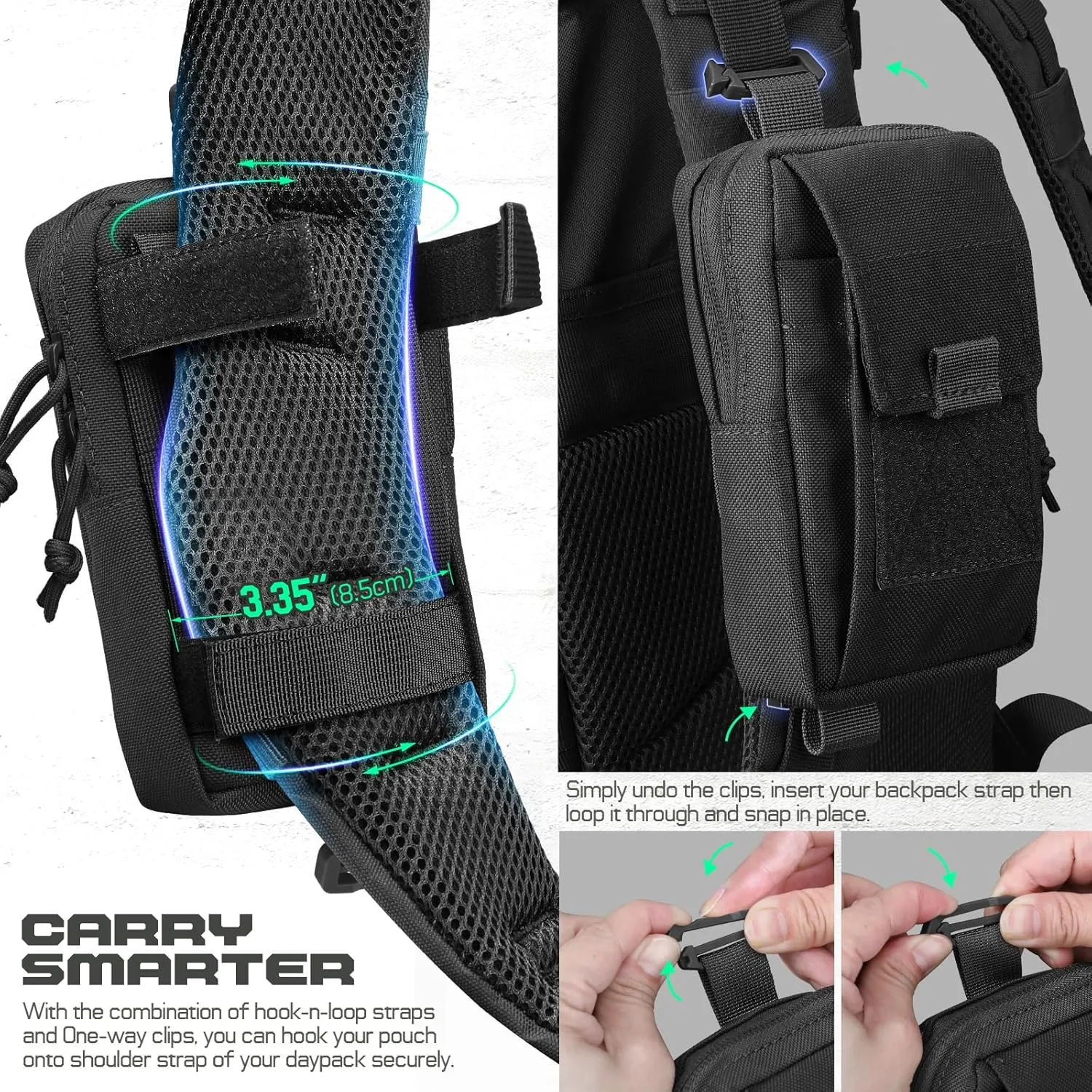 Tactical Backpack Accessories Pouch, Molle Accessories Shoulder Strap Attachment Pouches Utility EDC Phone Pouch Sport