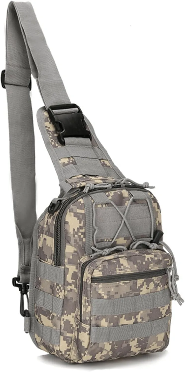 Tactical Military Sling Backpack Shoulder Bag Molle Outdoor Daypack Backpack with Adjustable Strap - ACU Digital