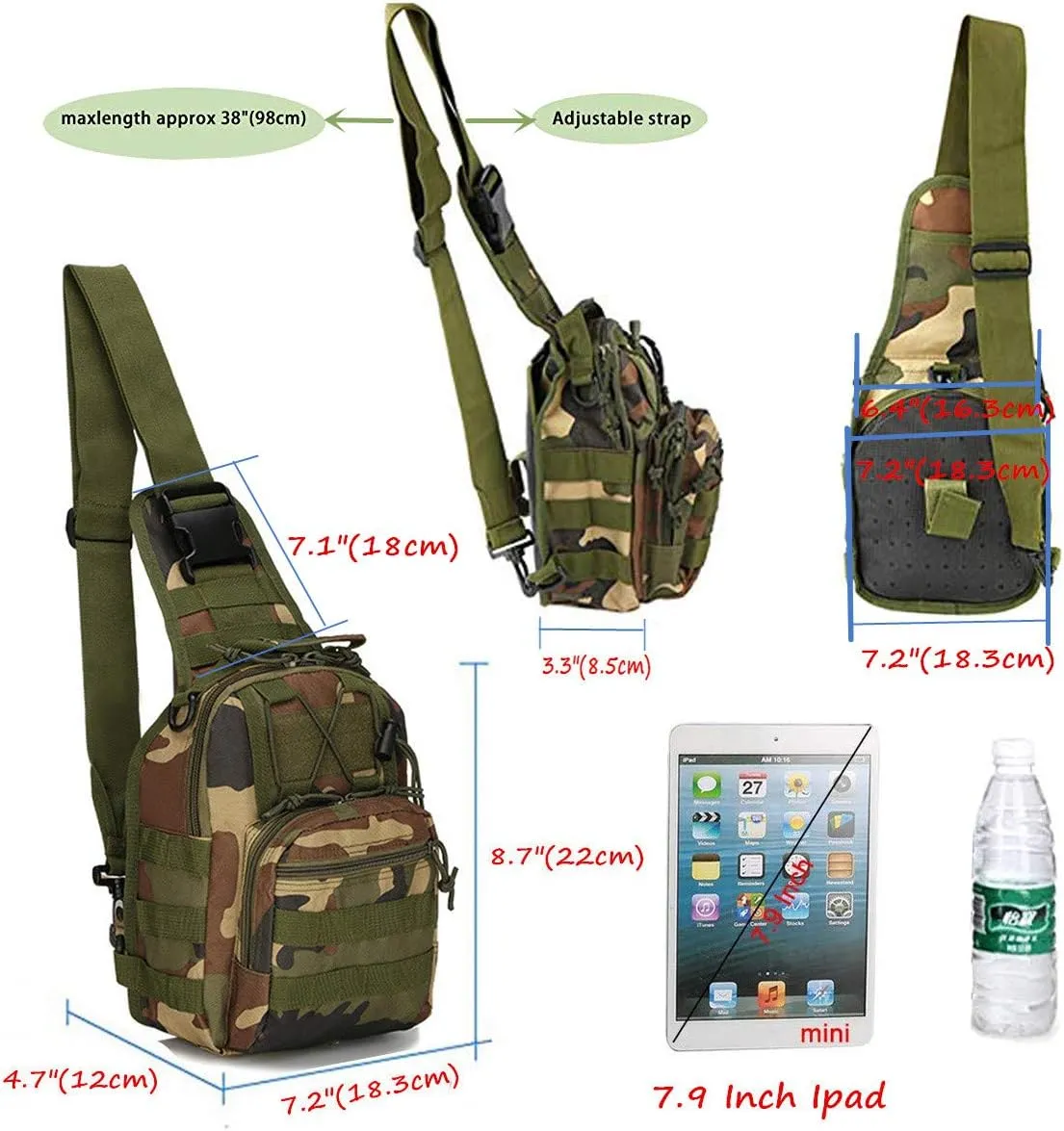Tactical Shoulder Sling Bag Small Outdoor Chest Pack Backpack for Men Traveling, Trekking, Camping, Sling Backpack