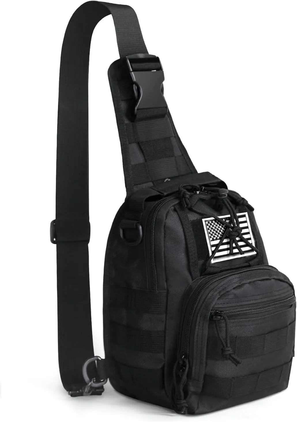 Tactical Sling Bag for Men, Crossbody Military Chest Bag, EDC Range Gear Single Shoulder Backpack for Hunting, Trekking, Fishing, Camping, Cycling, and Traveling (Black)