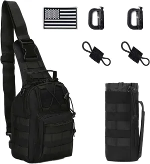 Tactical Sling Bag for Men - Small Shoulder Bag (Black)