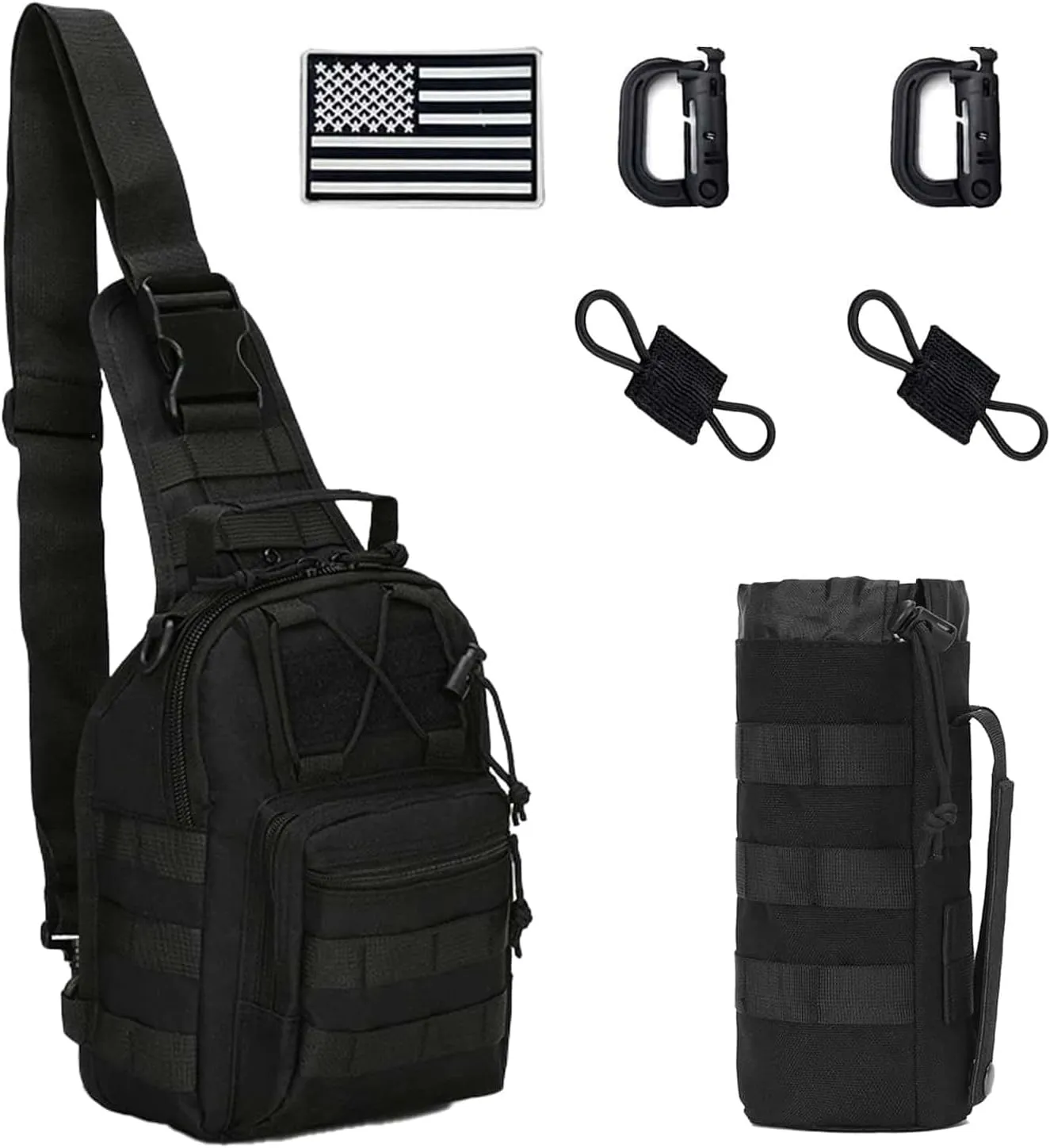 Tactical Sling Bag for Men - Small Shoulder Bag (Black)
