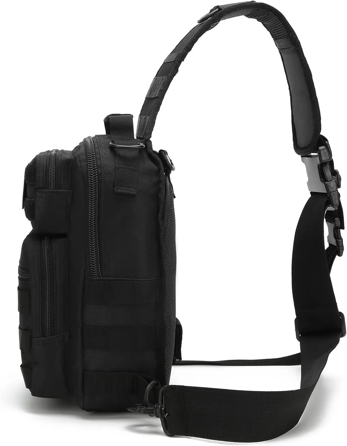 Tactical Sling Bag for men,Shoulder Backpack Molle Assault Range Bags Chest Pack Day Pack Diaper Bag (Black)