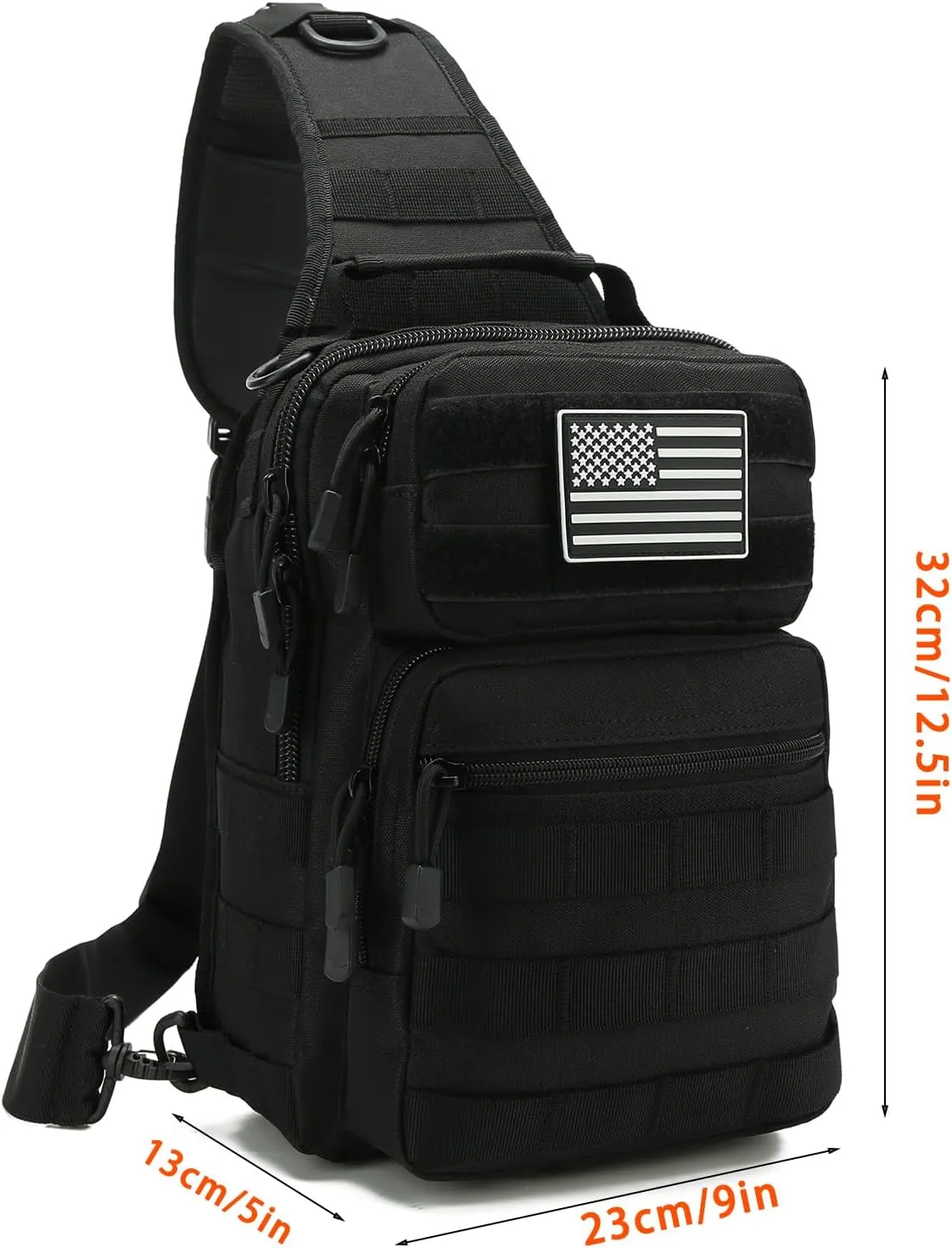 Tactical Sling Bag for men,Shoulder Backpack Molle Assault Range Bags Chest Pack Day Pack Diaper Bag (Black)