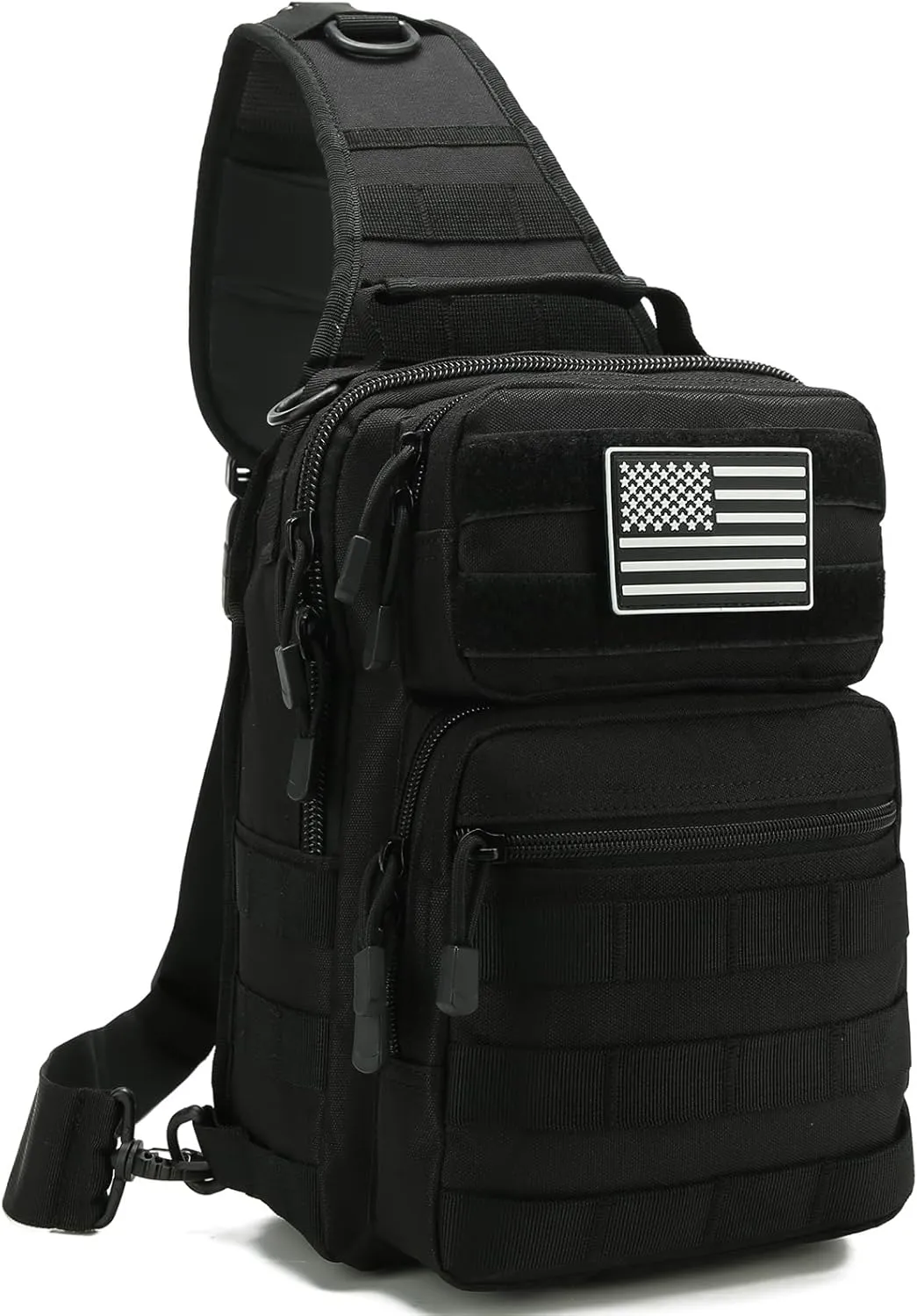 Tactical Sling Bag for men,Shoulder Backpack Molle Assault Range Bags Chest Pack Day Pack Diaper Bag (Black)