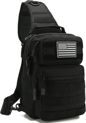 Tactical Sling Bag for men,Shoulder Backpack Molle Assault Range Bags Chest Pack Day Pack Diaper Bag (Black)