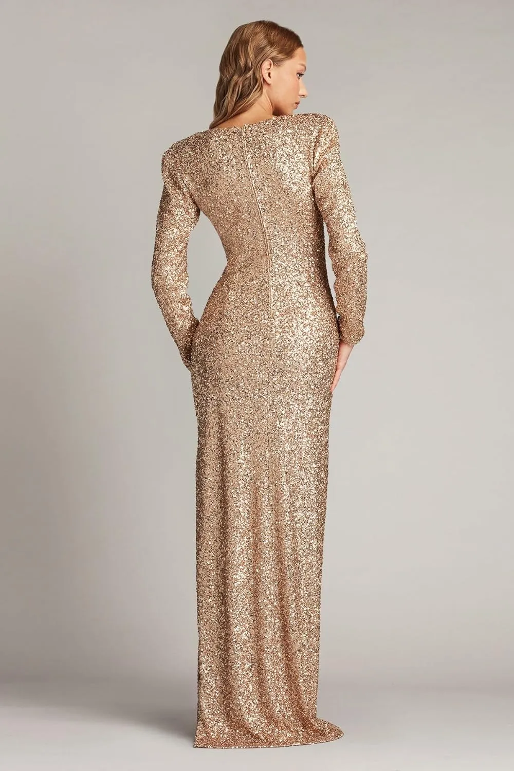 Tadashi Shoji Jazzy Sequin Mesh Plunge Gown