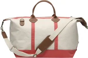 Tag&Crew Weekender Signature Duffle 20 Oz. Heavy Canvas Leather Handle Bag with Detachable Shoulder Strap Ideal for Overnight Travel Business Trip Vacations - Large, Coral Pink