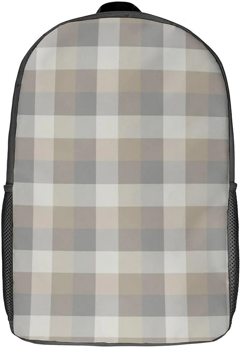 Tan Gray Ivory Neutral Rustic Plaid Backpack Lightweight Waterproof Backpacks Laptop Backpack for Unisex Casual Travel Daypacks Large Capacity