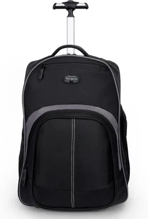 Targus 16 Inch Compact Rolling Backpack, Black - Wheeled Travel Bag with Removable Protective Laptop Sleeve, Fits Laptops Up to 16” and MacBook Pros up to 17” (TSB750US)