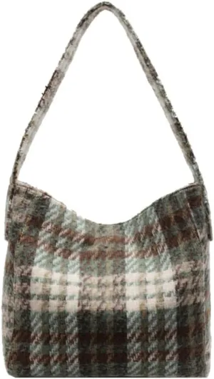 Tartan Plaid Purse Tote Bag for Women Slouchy Hobo Shoulder Bags Crossbody Purse Top-handle Tote Handbag