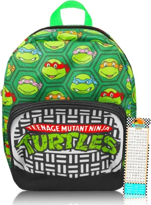 Teenage Mutant Ninja Turtles Mini Backpack for Teens - 10” Canvas TMNT Backpack with Front Pocket and Bookmark | TMNT Backpack Purse Bundle