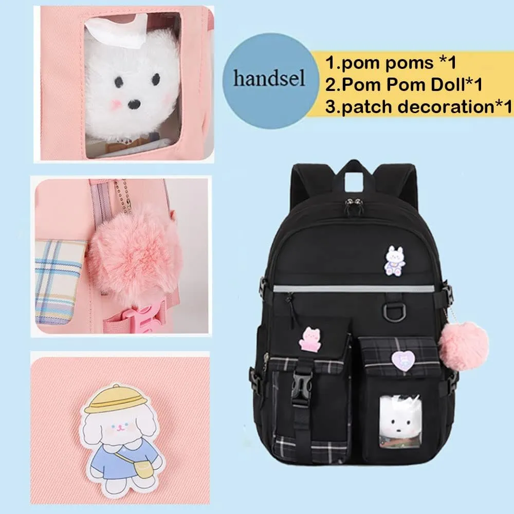 Teens Girls' Backpacks - 15.6 Inch Cute School Bag, Elementary to College, Large Capacity, Waterproof, Fashion Pink Travel Backpack