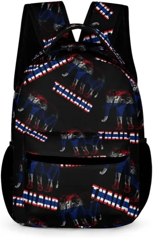 Thailand Flag Thai Elephant Casual Backpack Travel Laptop Cute Basic Shoulder Bag for Work Women & Men